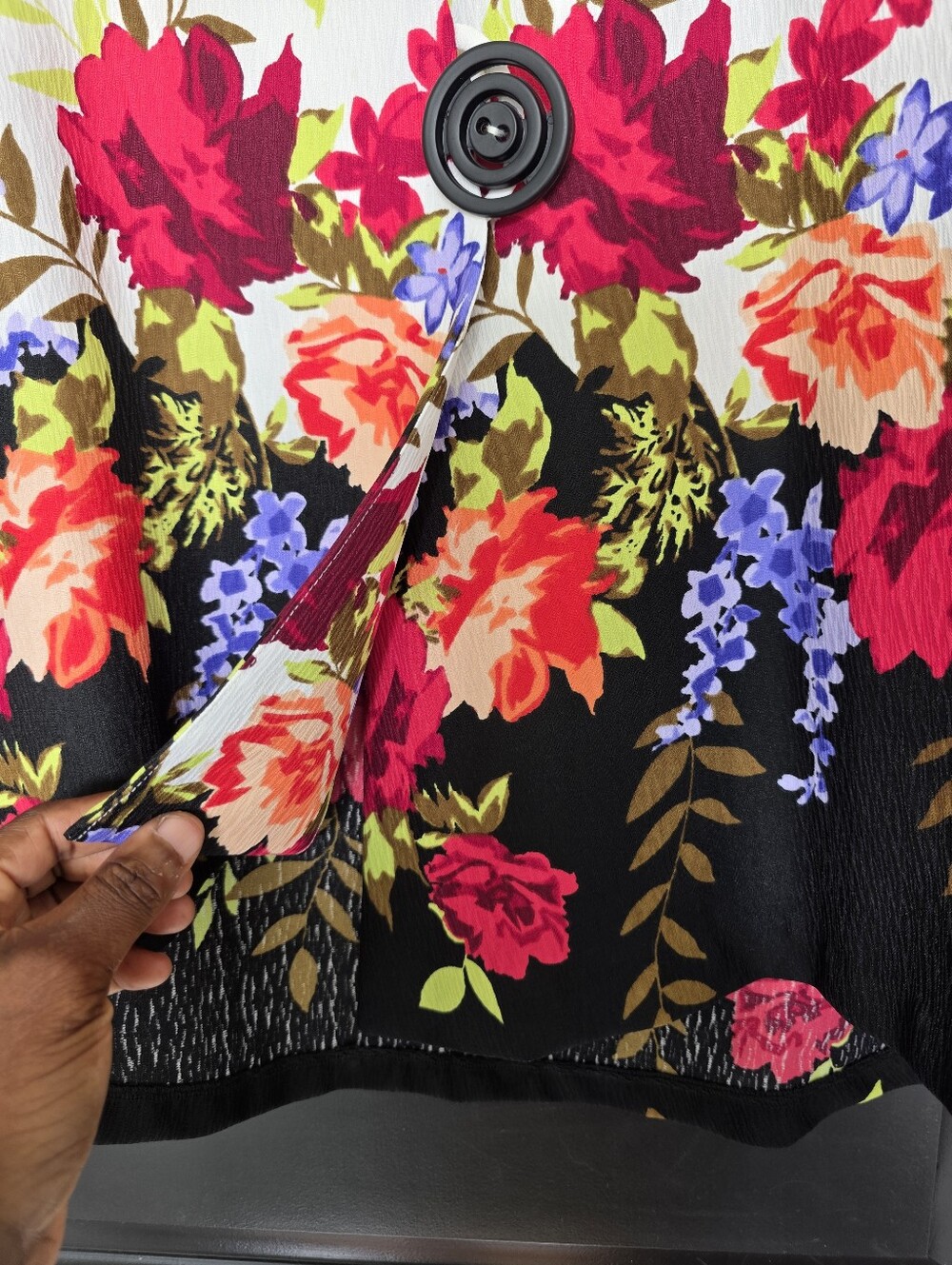IC by Connie K Floral Button Front Jacket Blazer Top Multicolor Sz S Art To Wear - Picture 7 of 9